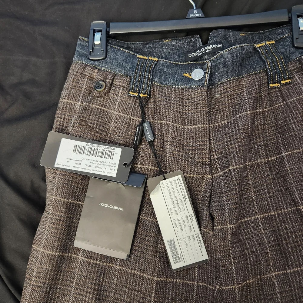 Dolce & Gabbana Wool And Denim Lowrise Tartan Trousers - Picture 5 of 9